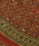 Brown Ajrakh Printed Modal Silk Saree T3692151