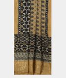 Beige Ajrakh Printed Modal Silk Saree T3692072