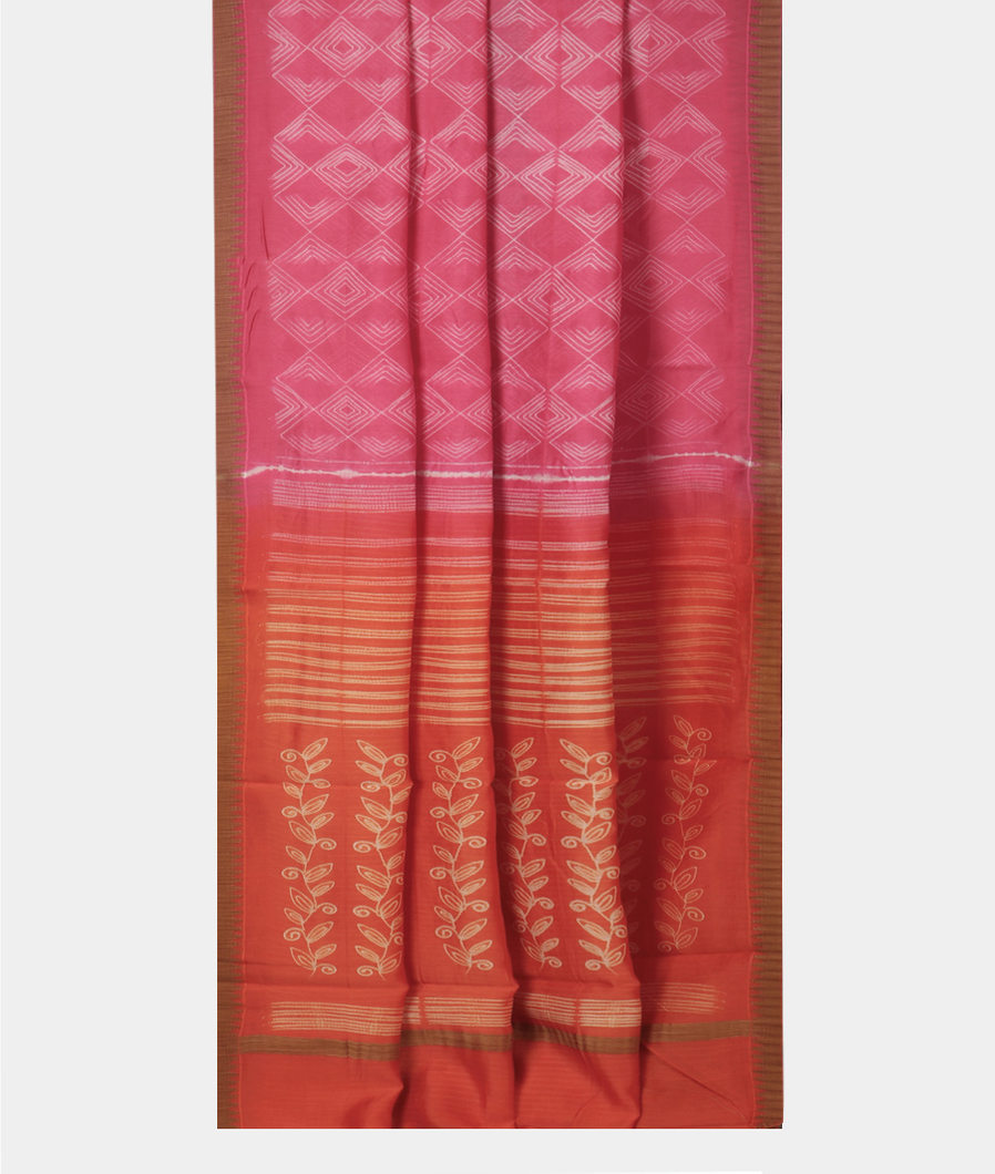 Pink Printed Cotton Saree T3920122