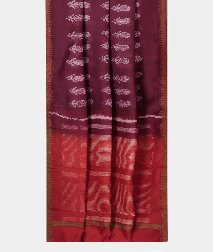 Purple Printed Cotton Saree T3920142