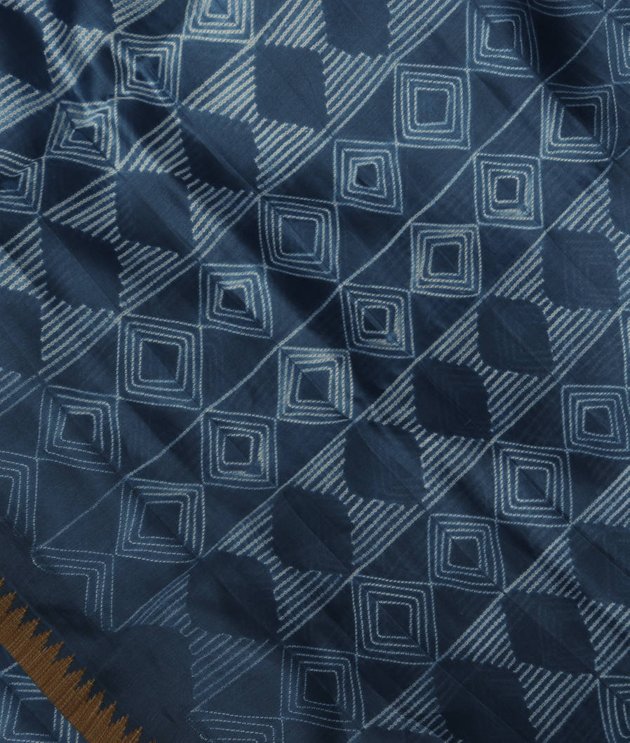 Blue Printed Cotton Saree T392022-image
