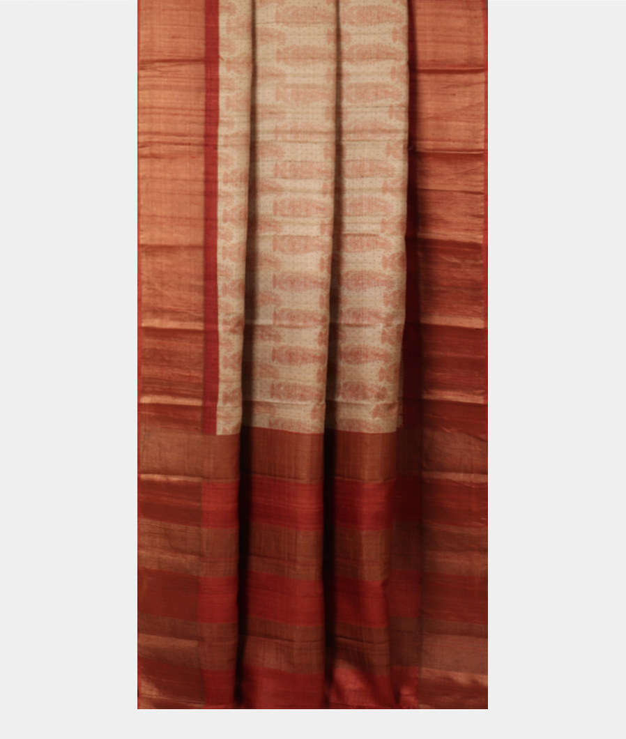 Beige Tussar Printed Saree T3889262