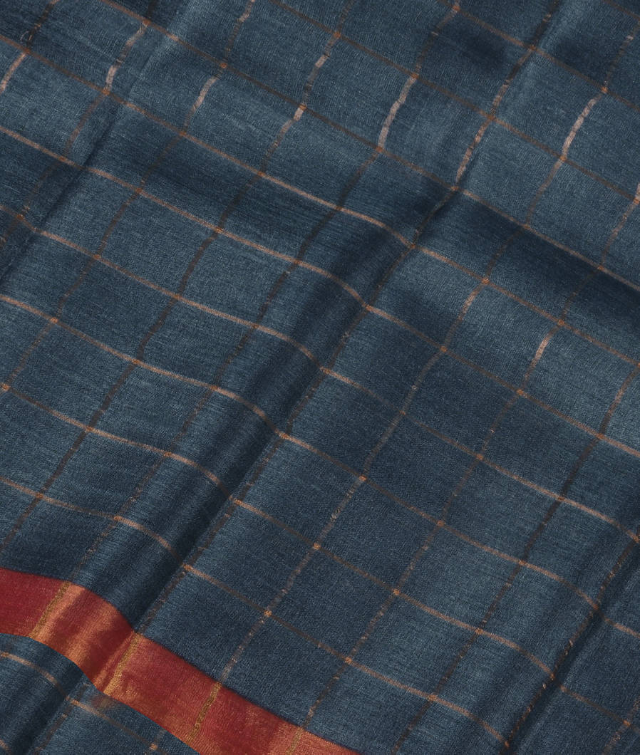 Blue Woven Tussar Saree T387483-image