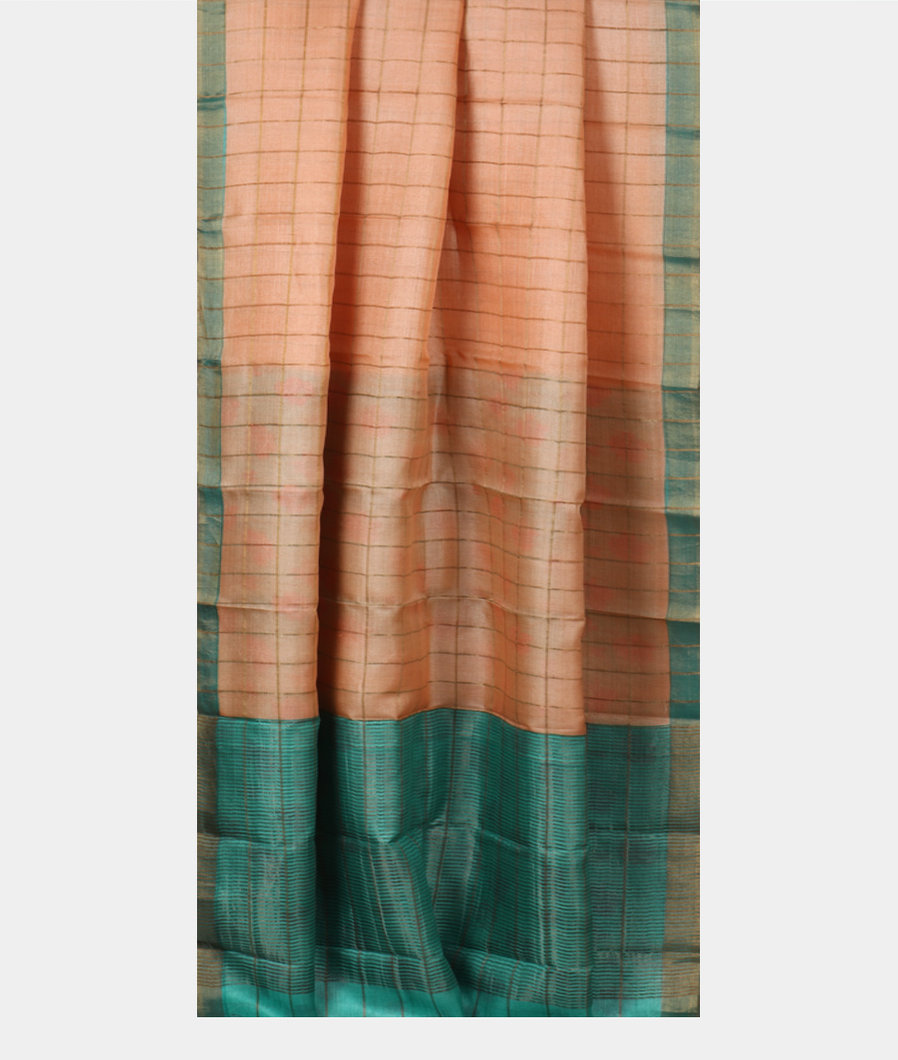Light Peach Woven Tussar Saree T3874742