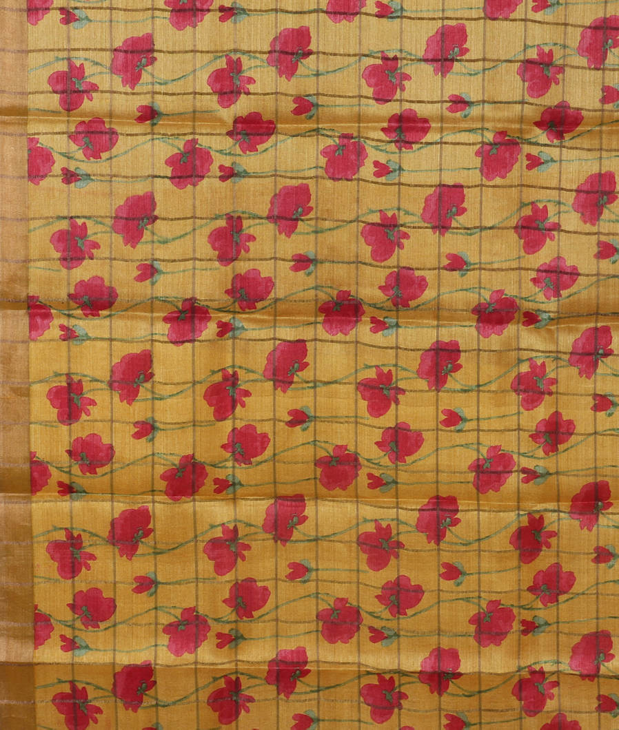 Dark Rust Woven Tussar Saree T3897323