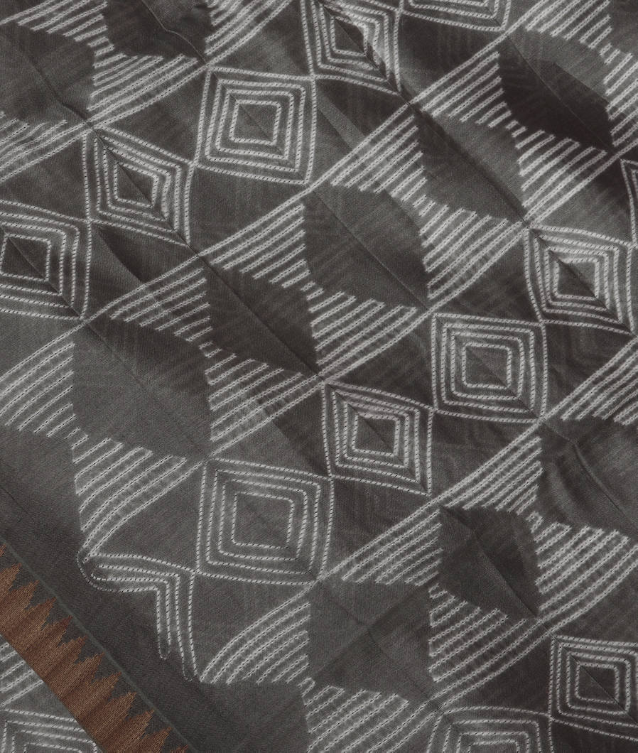 Grey Printed Cotton Saree T392017-image