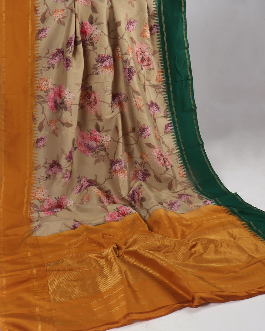 Green Printed Soft Silk Saree T3925282