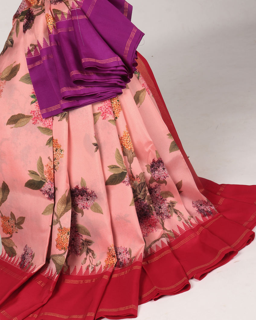 Pink Printed Soft Silk Saree T392541-image