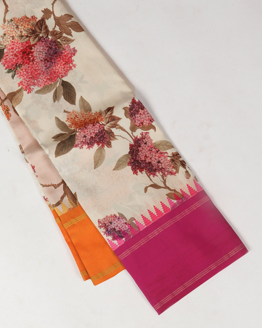 Off - White Printed Soft Silk Saree T3925355