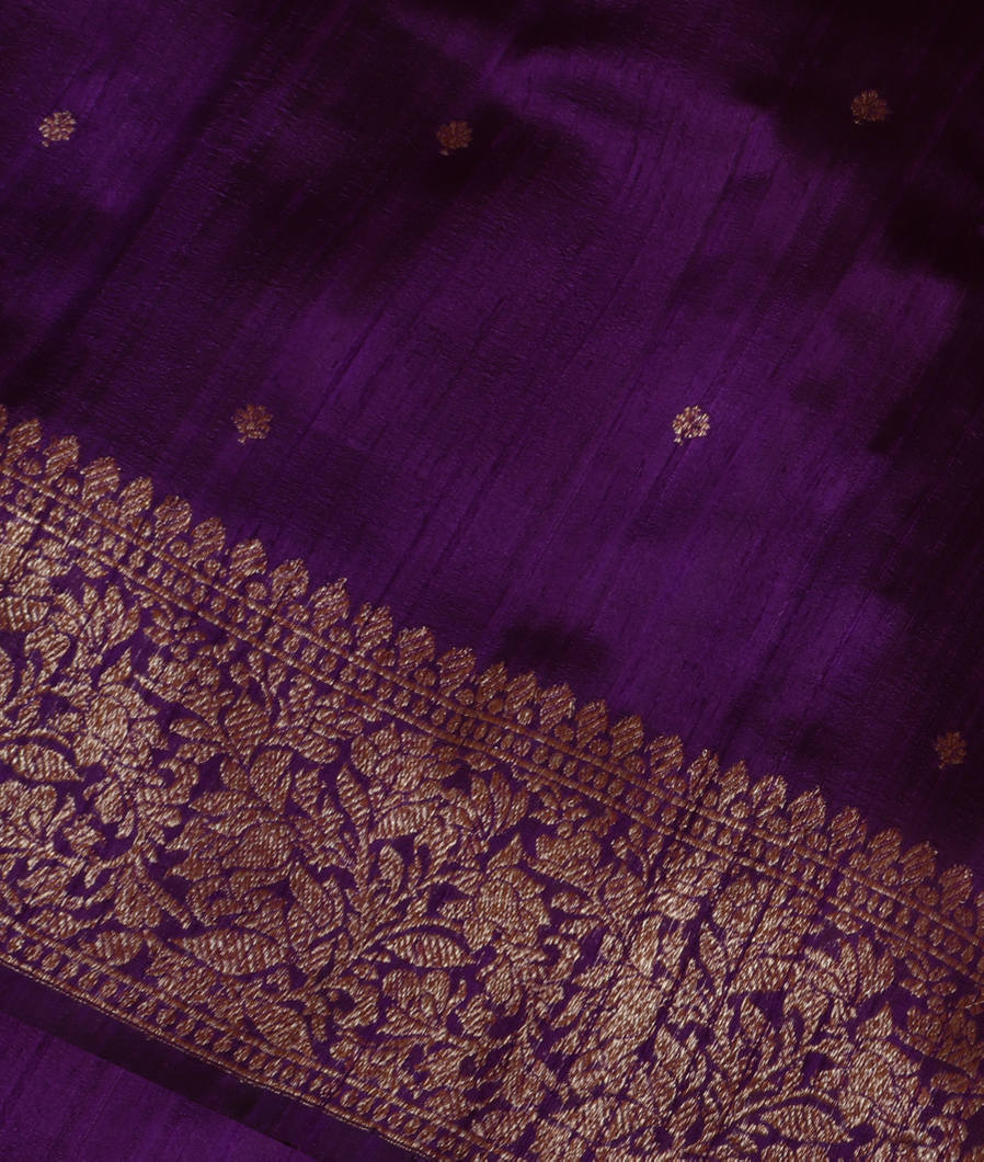 Purple Banaras Tussar Saree T389639-image
