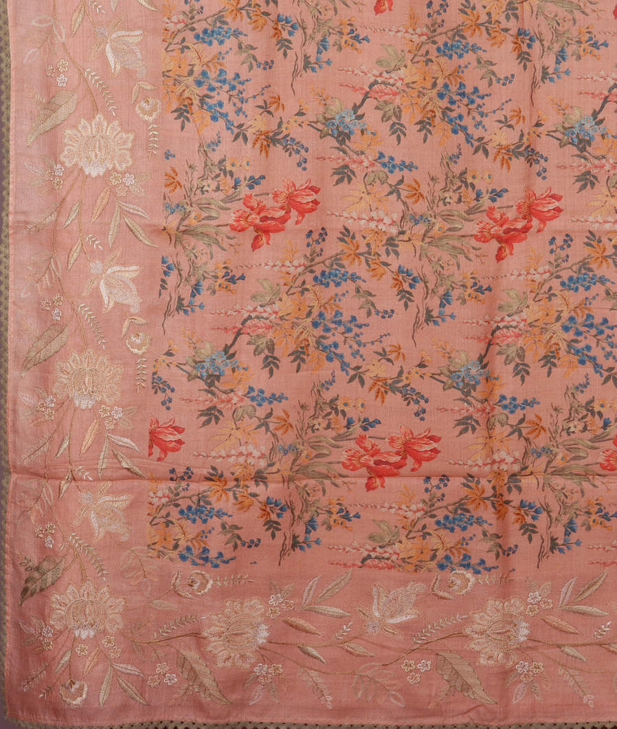 Pink Tussar Printed Saree T3662244