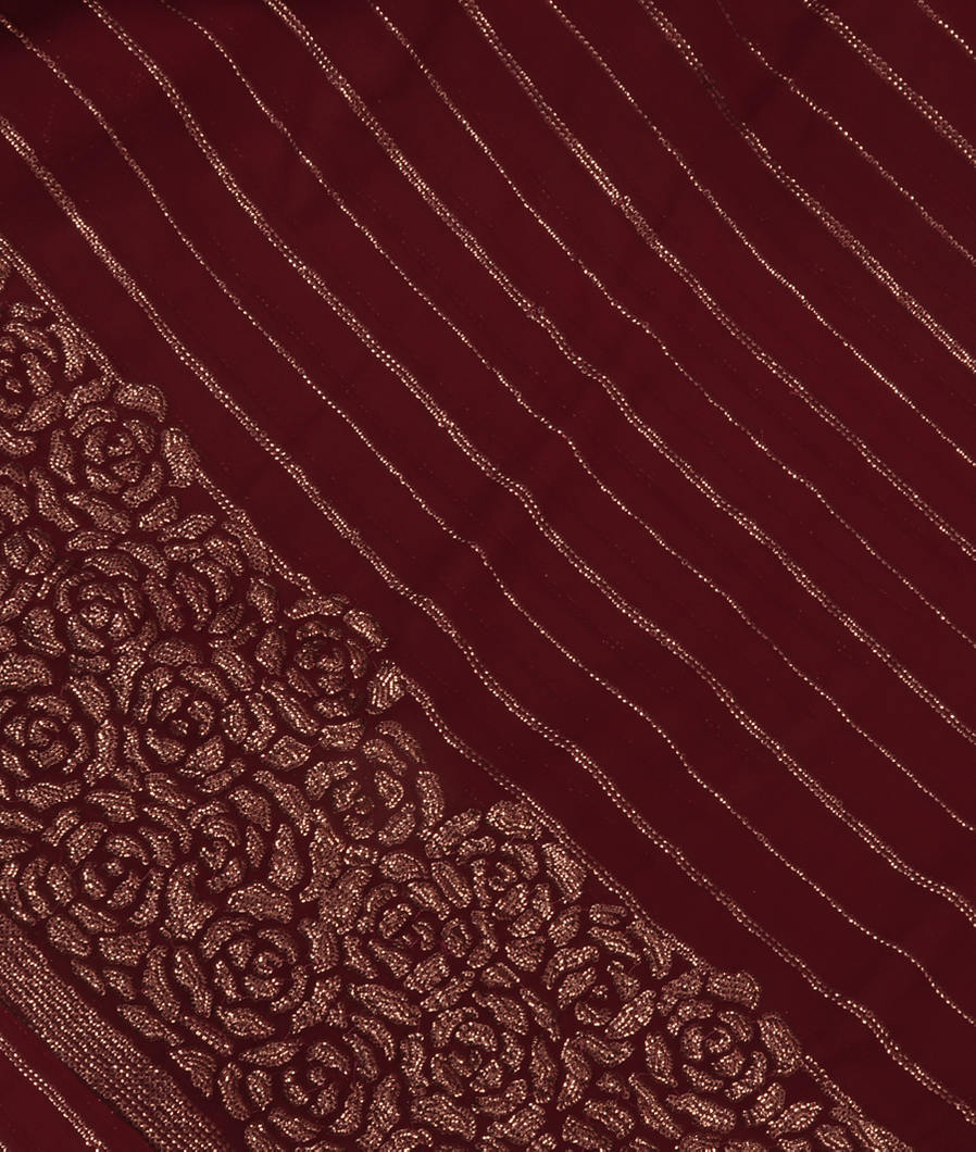 Maroon Georgette Silk Embroidery Saree T393407-image