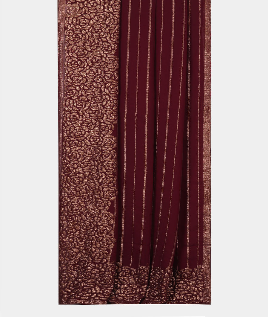 Maroon Georgette Silk Embroidery Saree T3934072