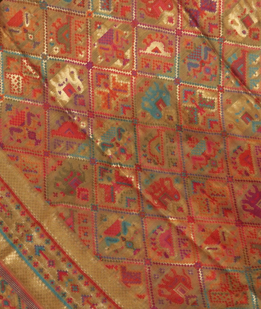 Yellow Cashmere Kani Silk Dupatta T370458-image