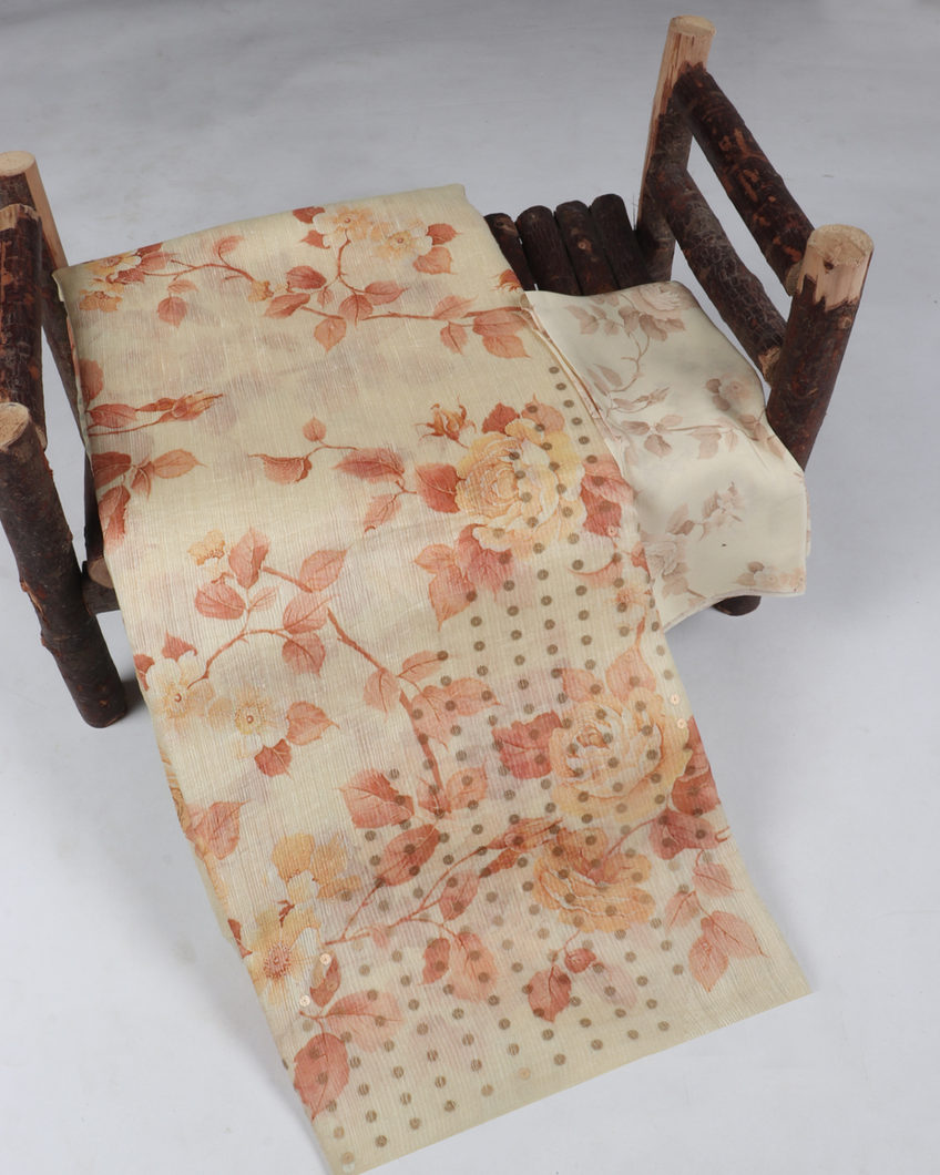 Cream Handwoven Tussar Saree T389694-image