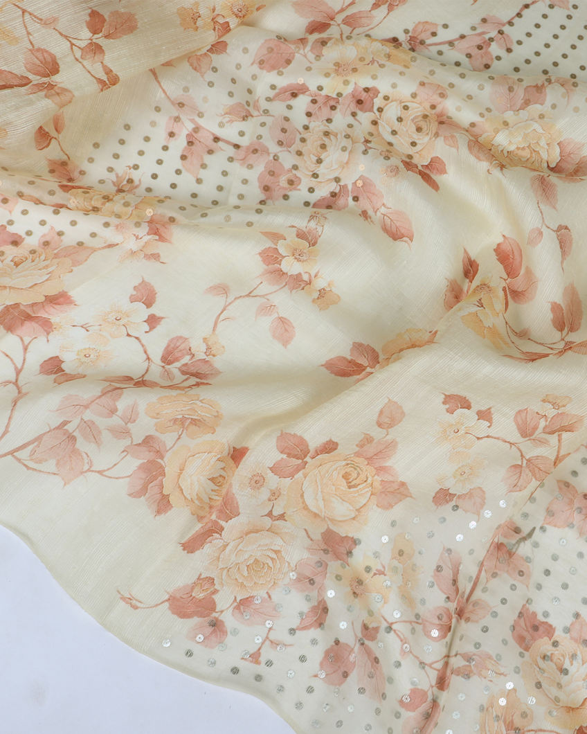 Cream Handwoven Tussar Saree T3896944