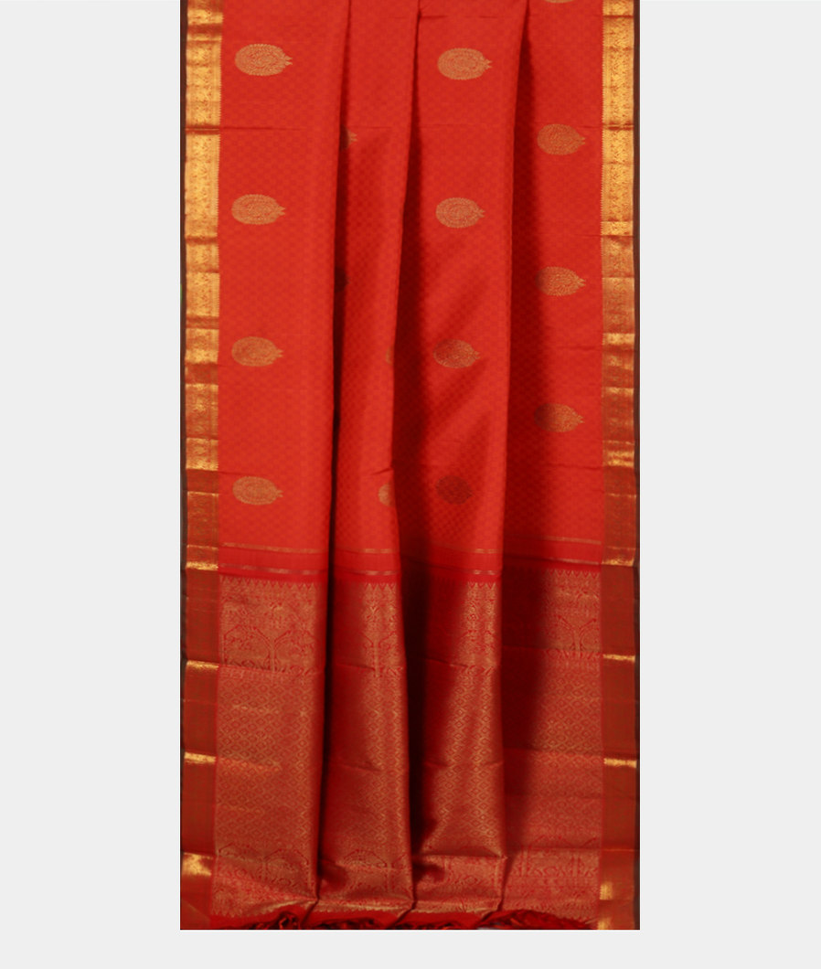 Rust Handwoven Kanjivaram Silk Saree T3678892