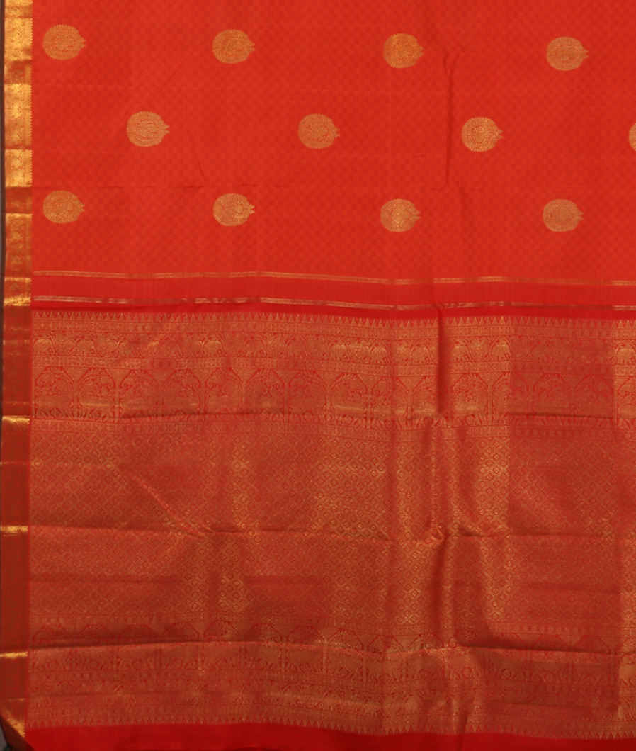 Rust Handwoven Kanjivaram Silk Saree T3678894