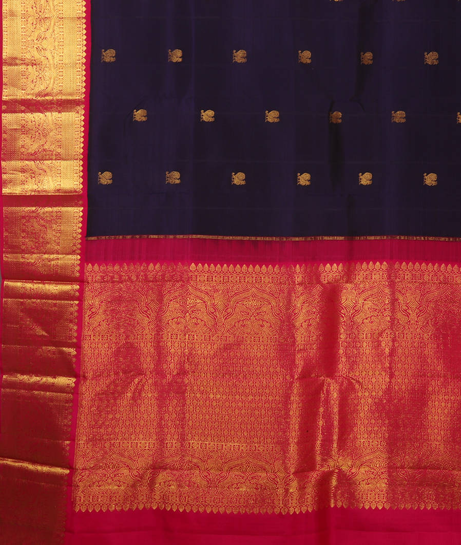 Blue Handwoven Kanjivaram Silk Saree T3864604