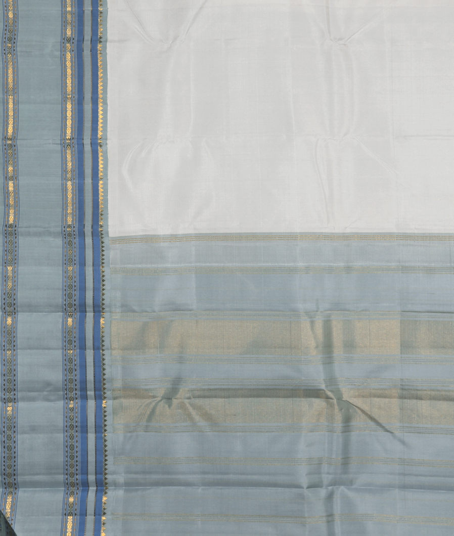 White Handwoven Kanjivaram Silk Saree T3629774