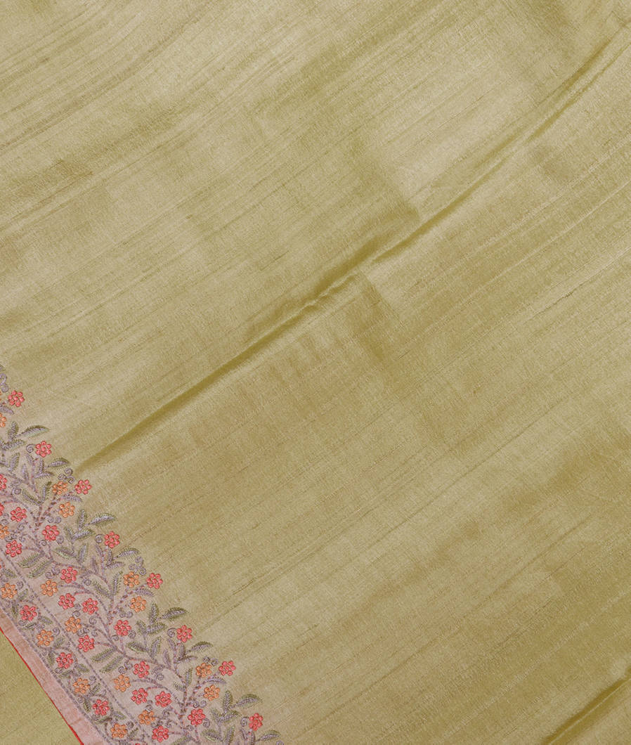 Green Tussar Embroidery Saree T285886-image