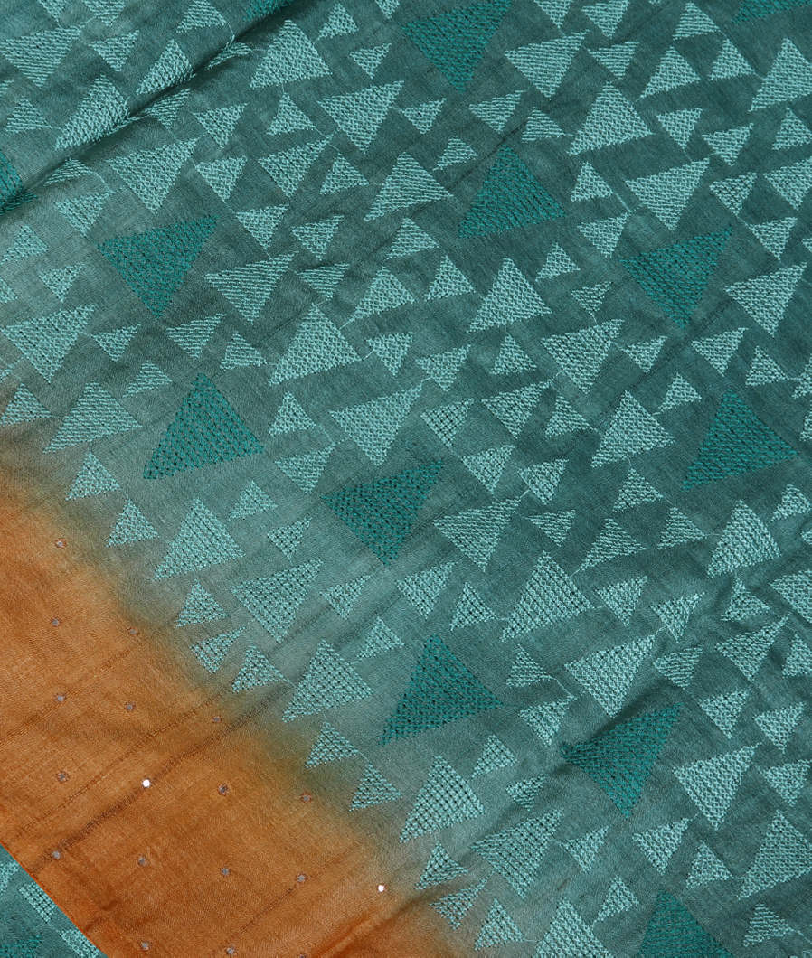 Blue Tussar Embroidery Saree T390773-image