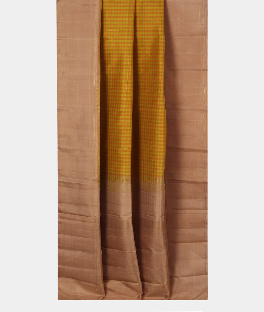 Green And Orange Handwoven Kanjivaram Silk Saree T3747712
