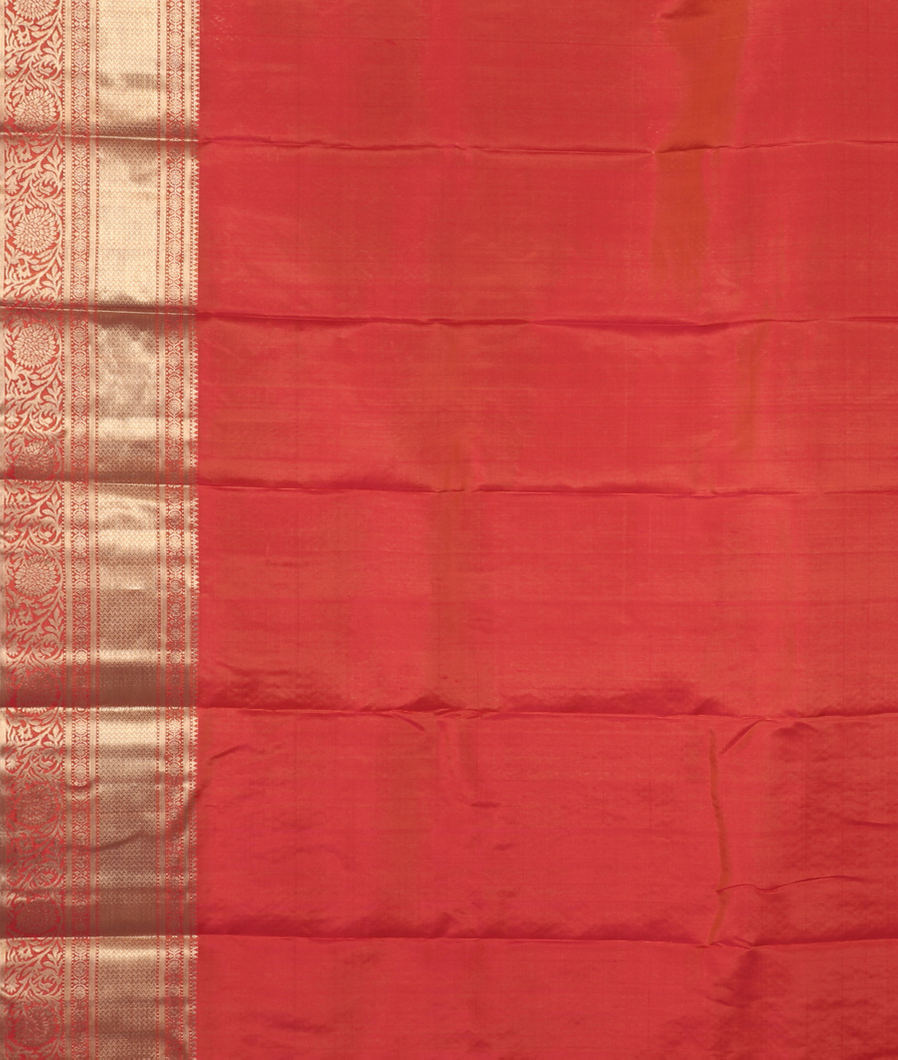 Orangish Pink Handwoven Kanjivaram Silk Saree T3733413