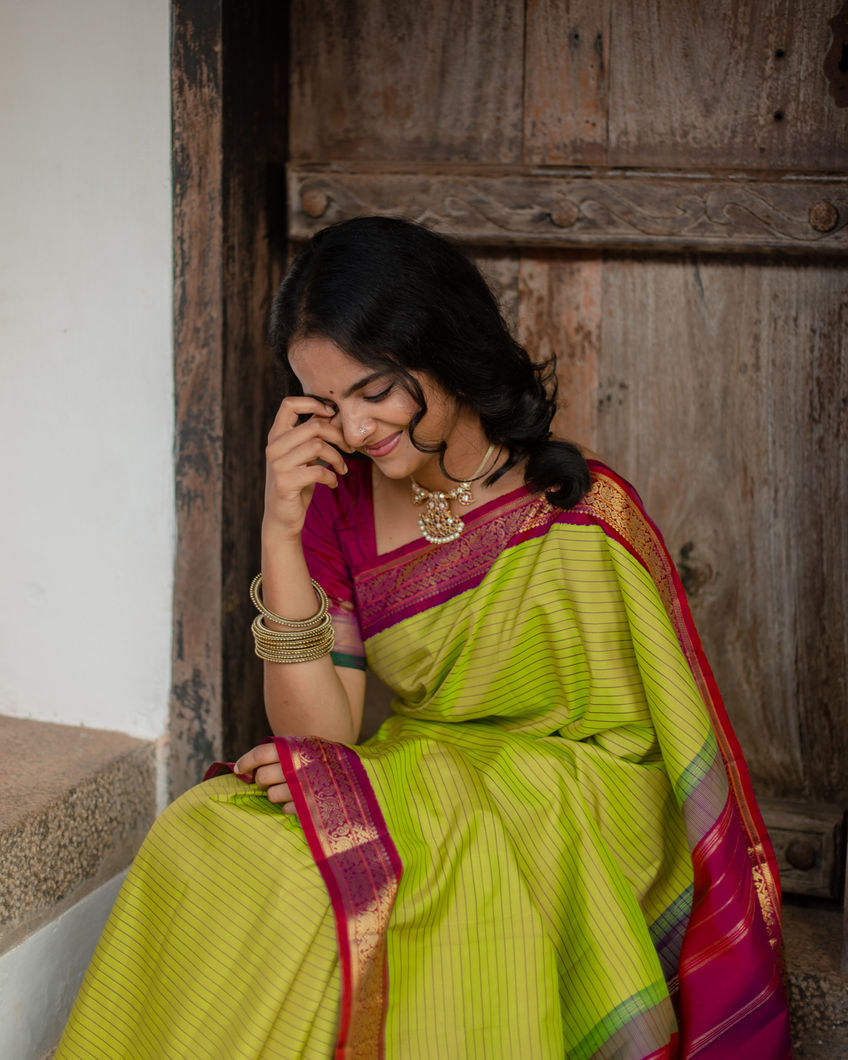 Yellowish Green Kanjivaram Silk Saree T3715967