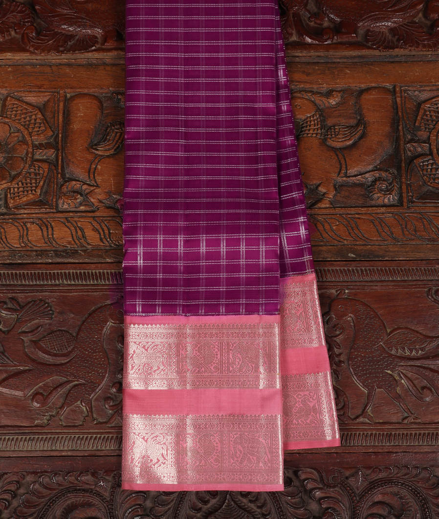 Purple Handwoven Kanjivaram Silk Saree T378465-image