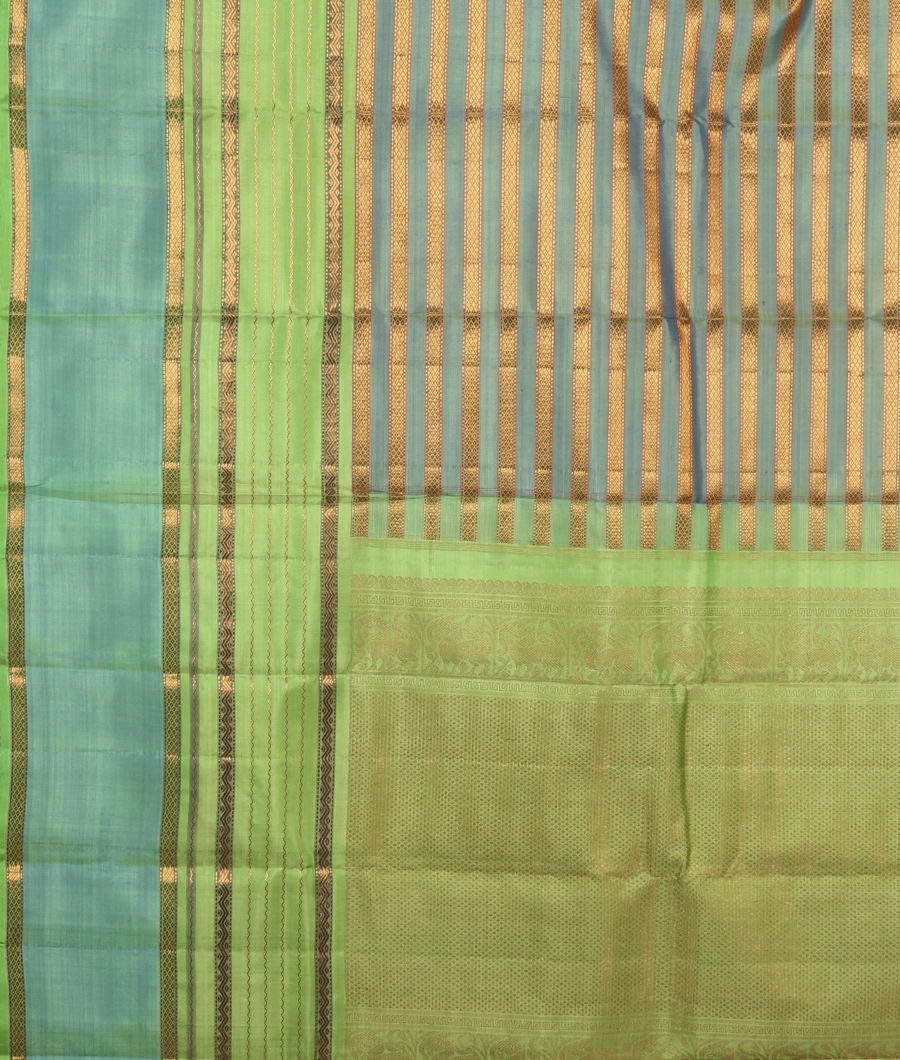 Greenish Blue Handwoven Kanjivaram Silk Saree T2727164