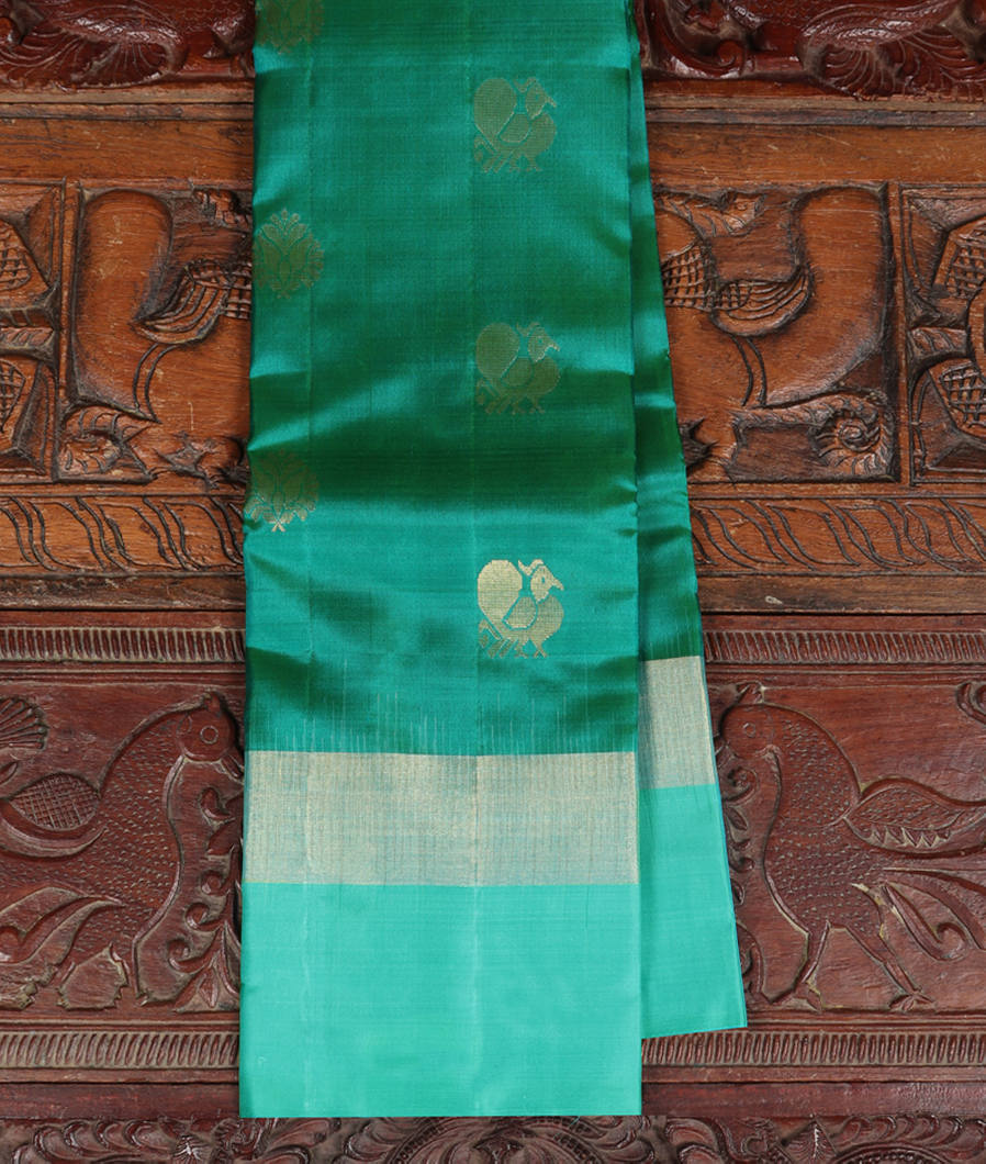 Peacock Green Soft Silk Saree T386053-image