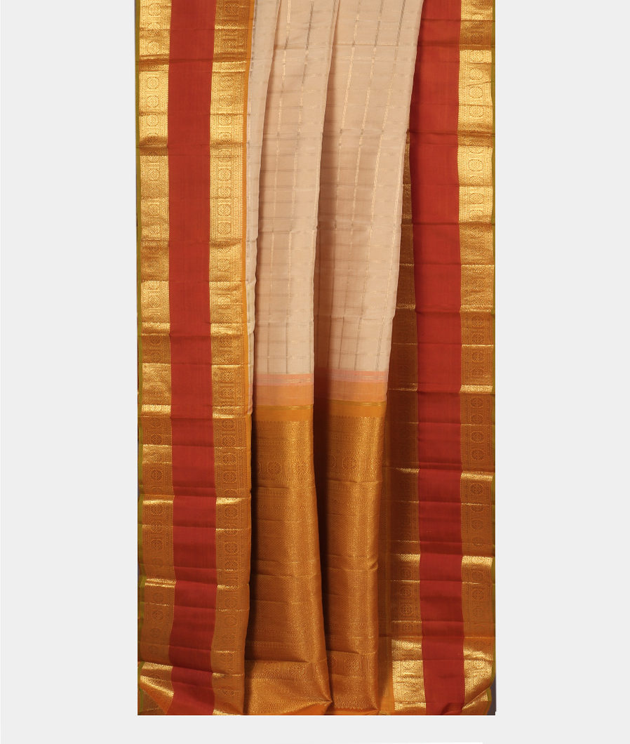 Cream Handwoven Kanjivaram Silk Saree T1583602