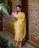Yellow Tussar Embroidery Saree T3811122