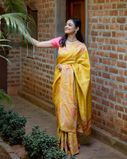 Yellow Tussar Embroidery Saree T3811126