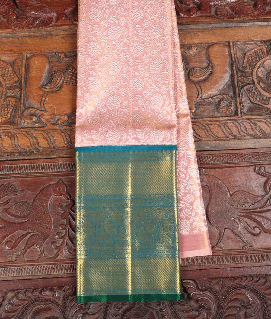 Pink Handwoven Kanjivaram Tissue Silk Pavadai T399604-image
