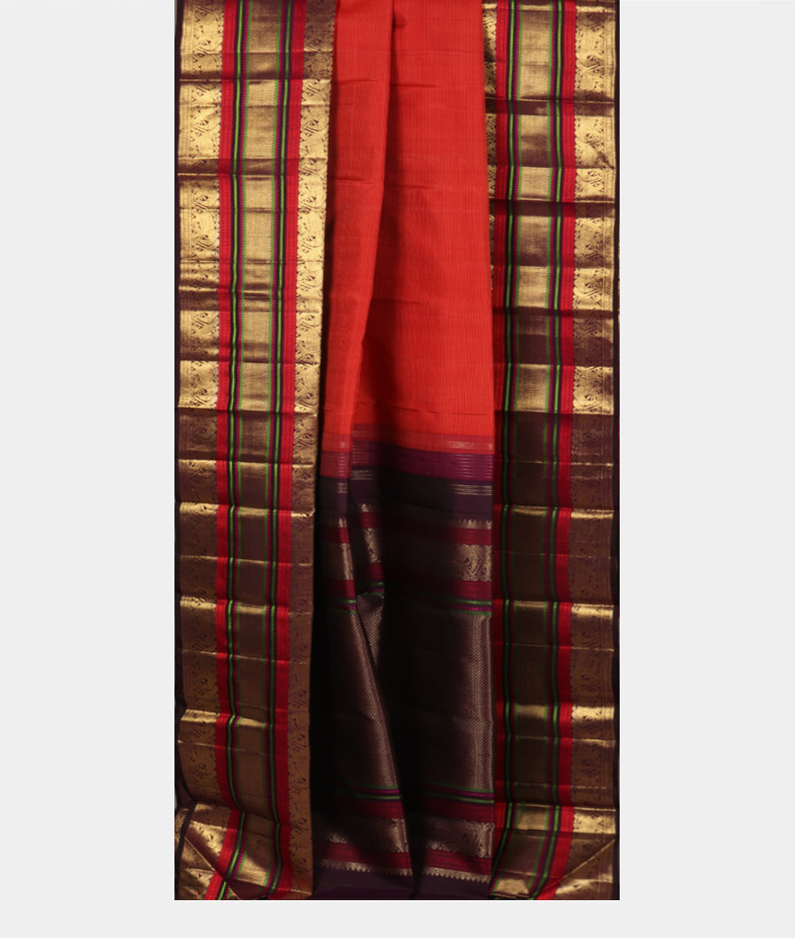 Rust Handwoven Kanjivaram Silk Saree T3498722
