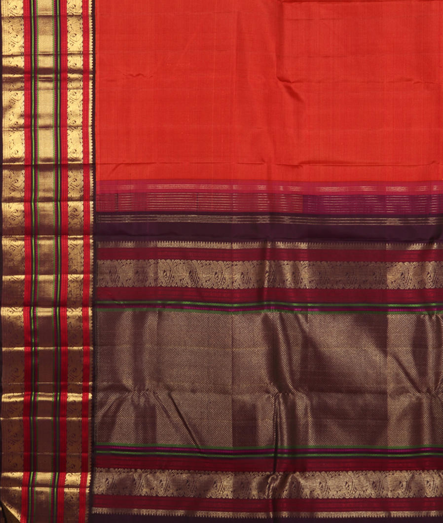 Rust Handwoven Kanjivaram Silk Saree T3498724