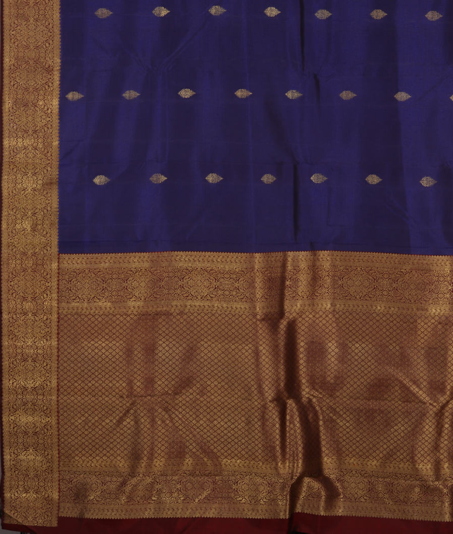 Blue Handwoven Kanjivaram Silk Saree T3372664