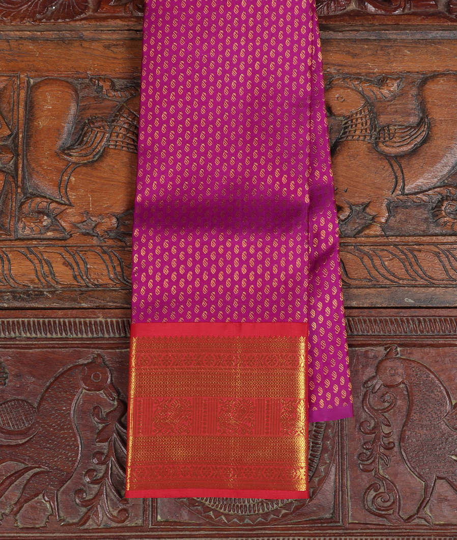 Purple Handwoven Kanjivaram Silk Kids Pavadai T399464-image