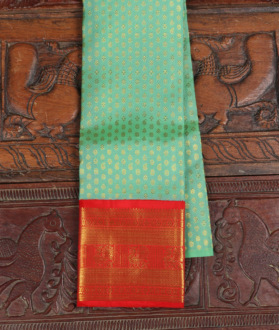 Green Handwoven Kanjivaram Silk Kids Pavadai T399445-image