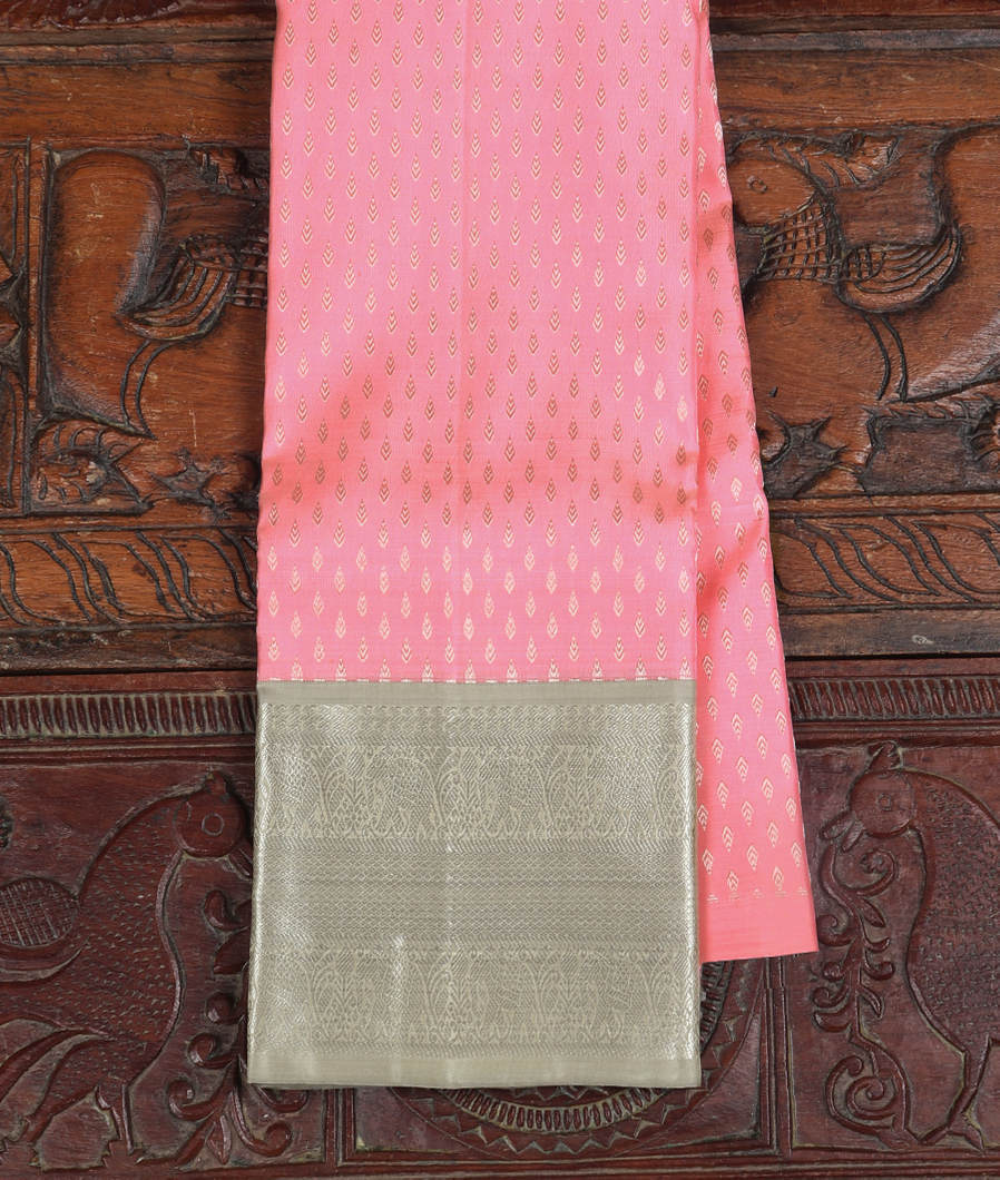 Pink Handwoven Kanjivaram Silk Kids Pavadai T399454-image