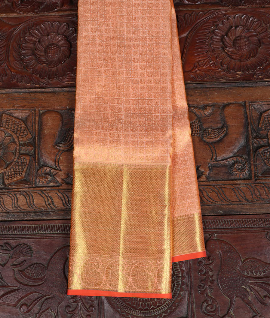 Peach Handwoven Kanjivaram Silk Saree T362913-image