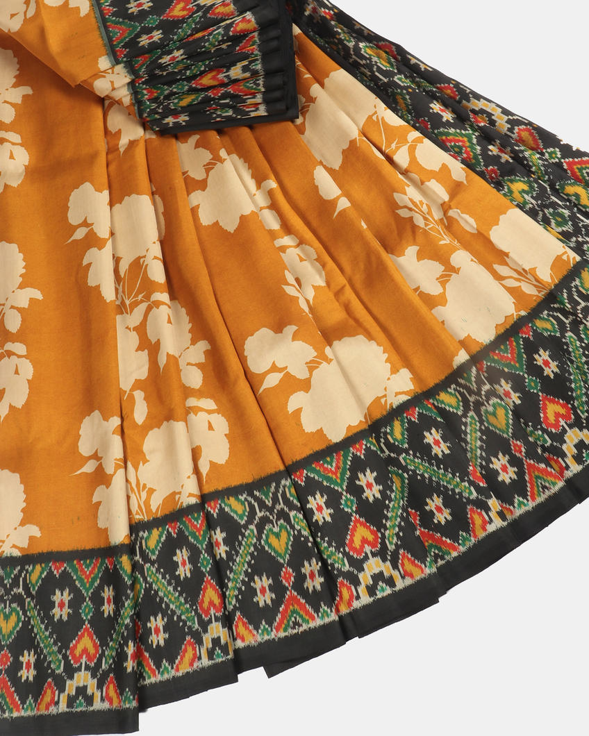 Yellow Ikat Silk Saree T3942312