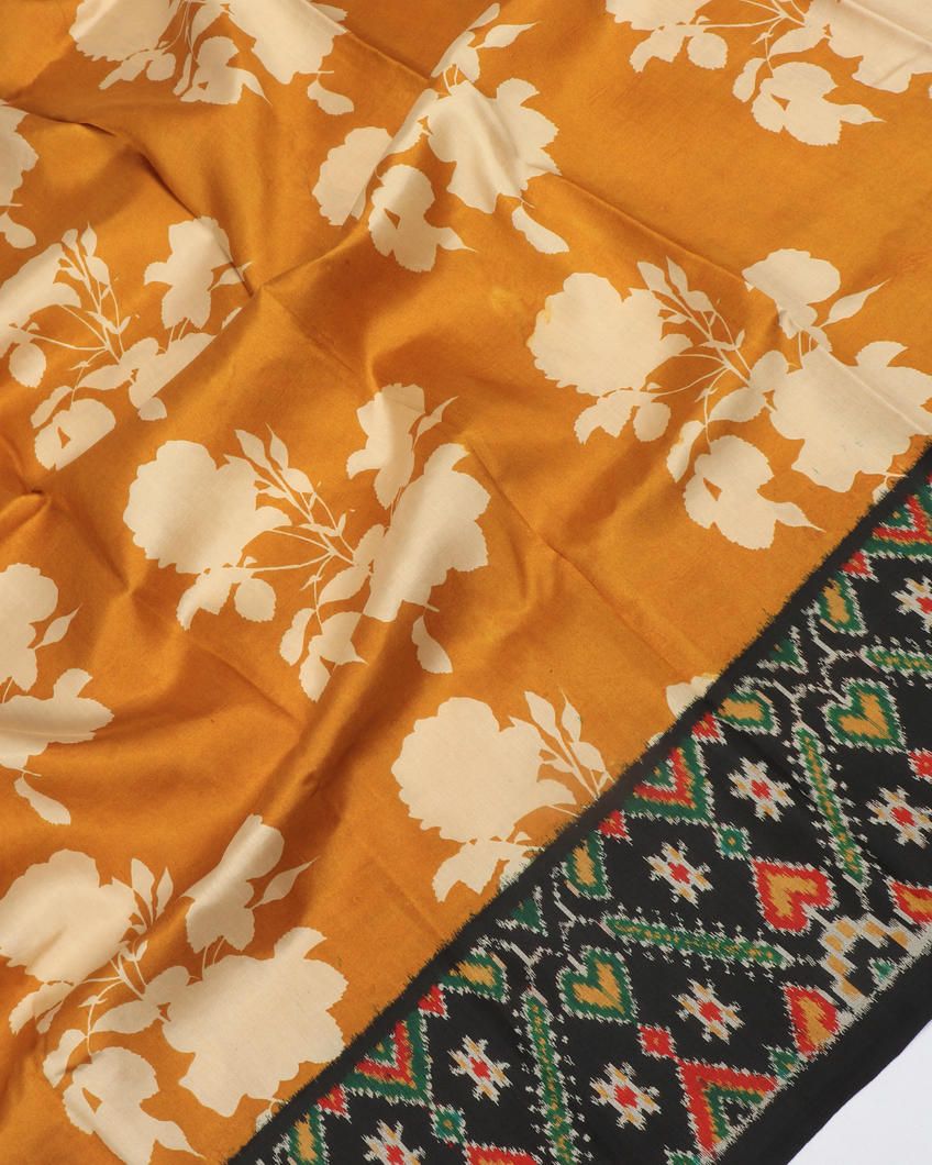 Yellow Ikat Silk Saree T3942315