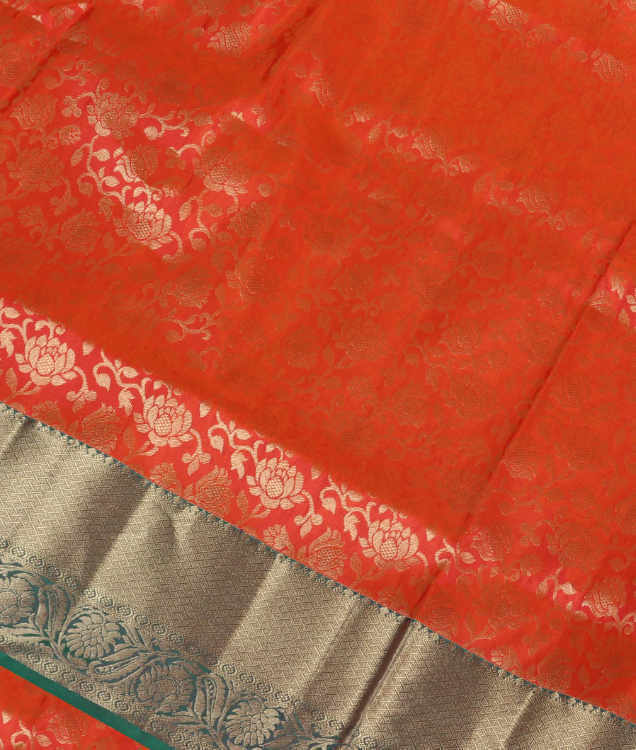 Orangish Pink Soft Silk Saree T385886-image