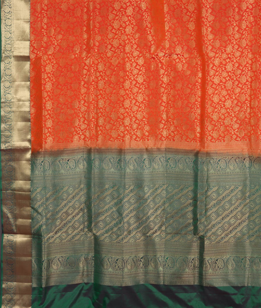 Orangish Pink Soft Silk Saree T3858864