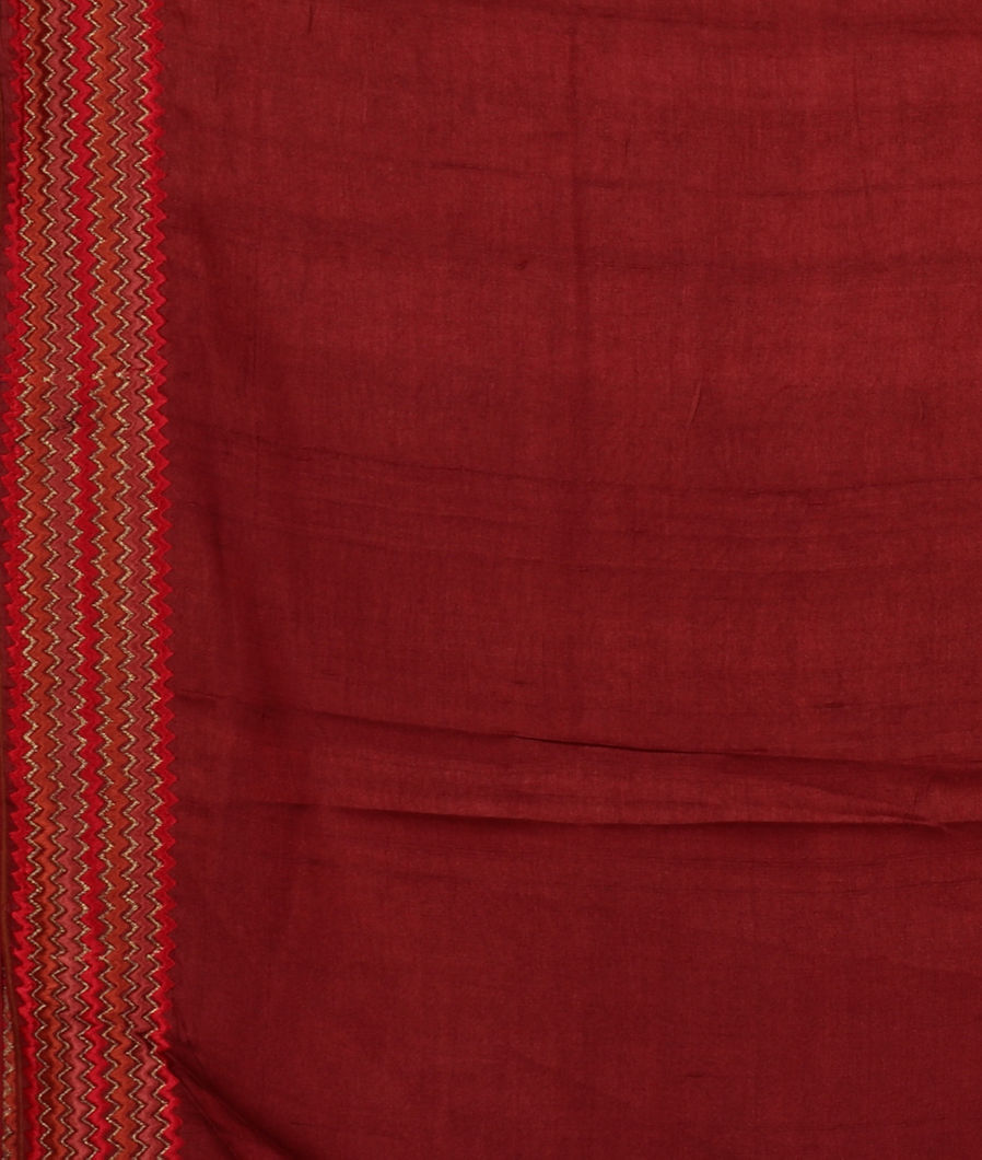 Red Tussar Printed Saree T3664013