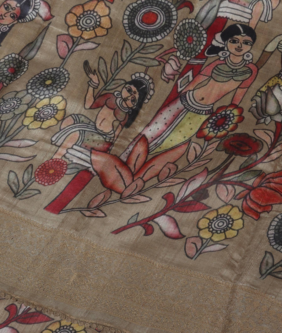 Grey Tussar Printed Saree T393545-image