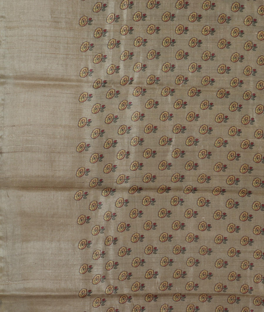 Grey Tussar Printed Saree T3935453